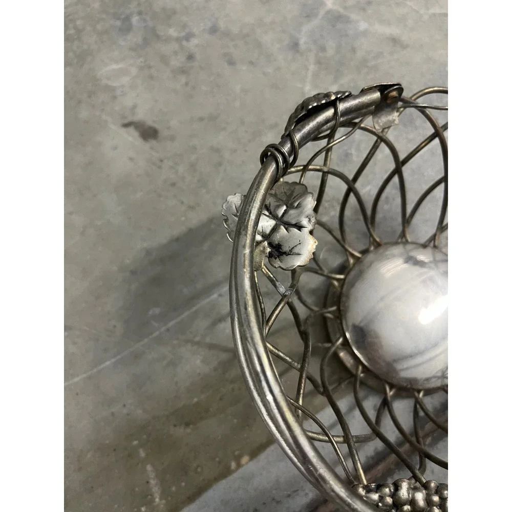 Studio Silversmiths Silver Plated Grapevine Wire Basket with Handle Centerpiece